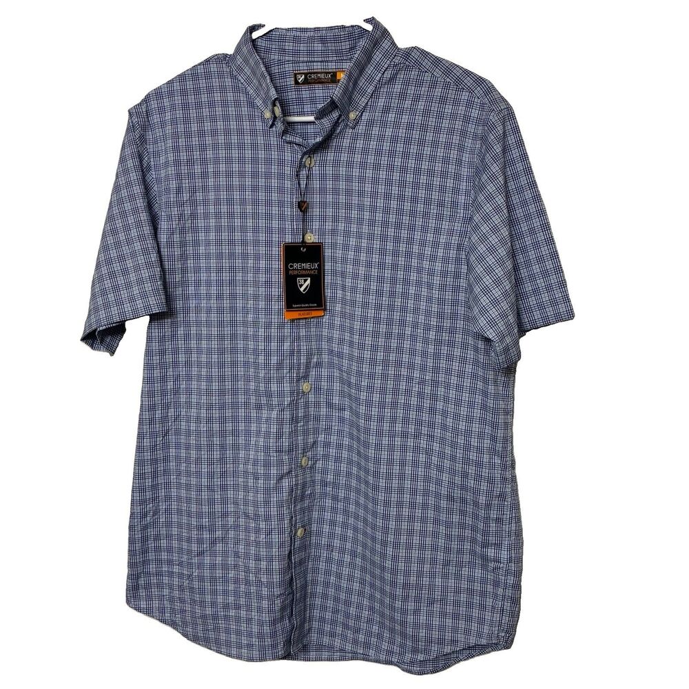 New Daniel Cremieux Coolest Club 38 Performance Blue Plaid Shirt Men's Medium